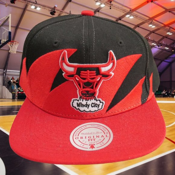 Chicago Bulls Sharktooth Snapback Hat Mitchell & Ness Vintage 90's Windy City - Picture 7 of 8